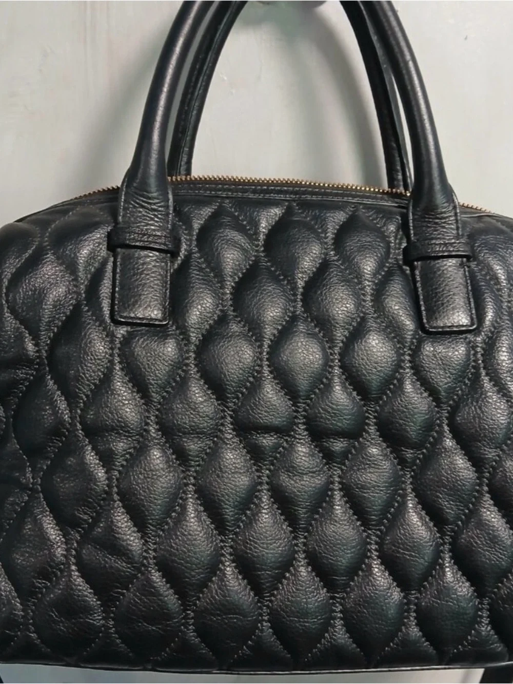 Vera Bradley Black Quilted Leather Satchel